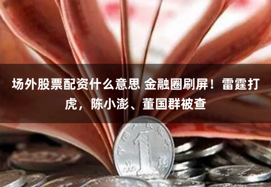 场外股票配资什么意思 金融圈刷屏！雷霆打虎，陈小澎、董国群被查
