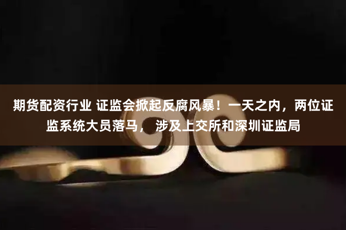 期货配资行业 证监会掀起反腐风暴！一天之内，两位证监系统大员落马， 涉及上交所和深圳证监局